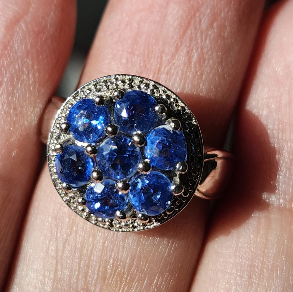 Elegant Silver and Blue Gemstone Ring 925 real silver - Picture 3 of 8